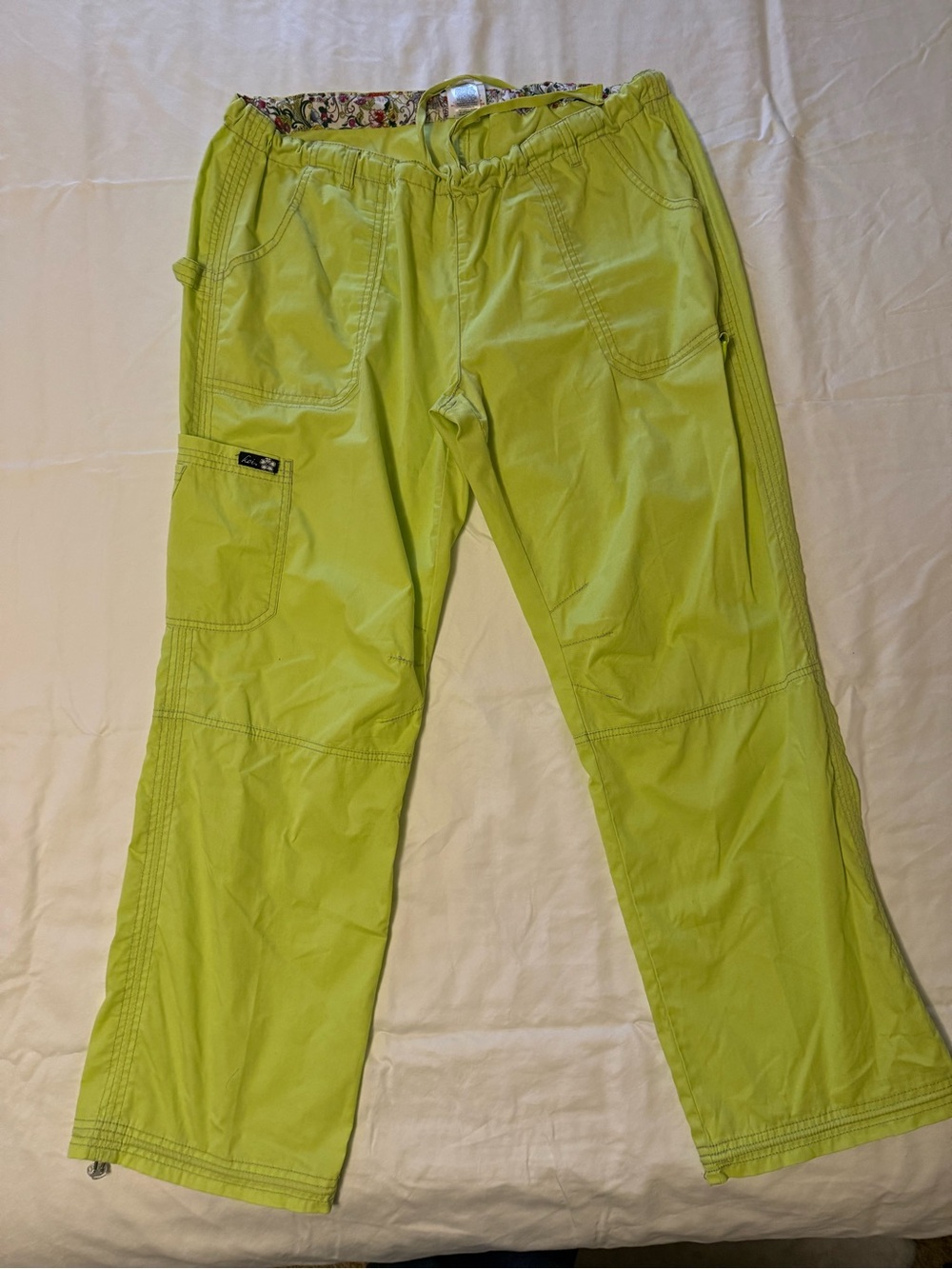 koi Lime Green Women's Boot‑Cut Cargo Pants